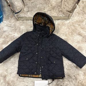 Brand new w/ tags navy Burberry coat for toddler boys. Size 2T. Originally $260.
